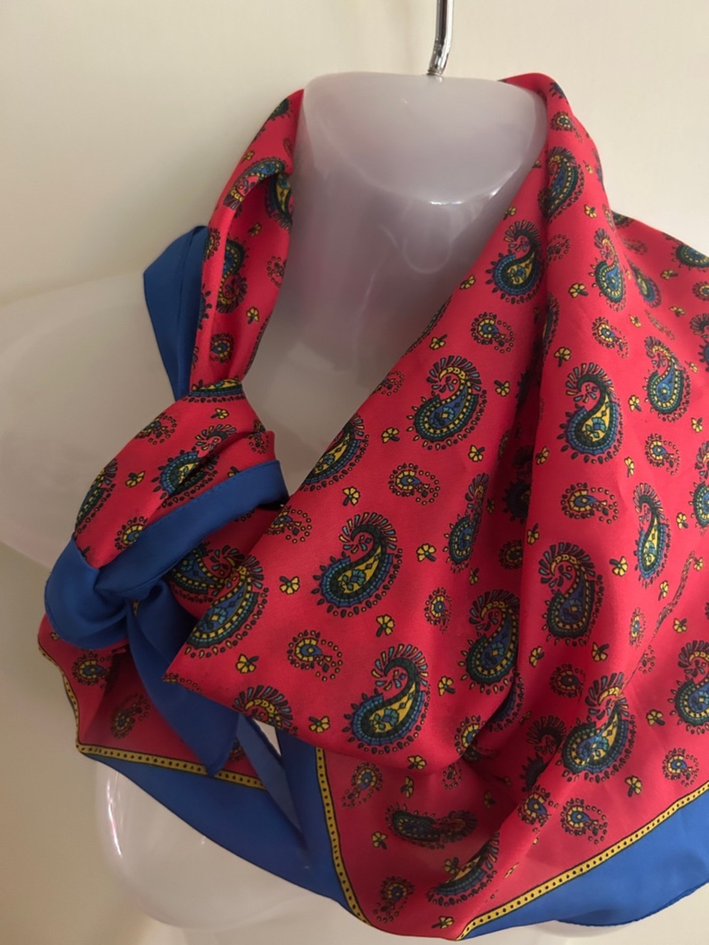 Vintage Forenza Red and Blue Paisley Neck Scarf Made in Italy